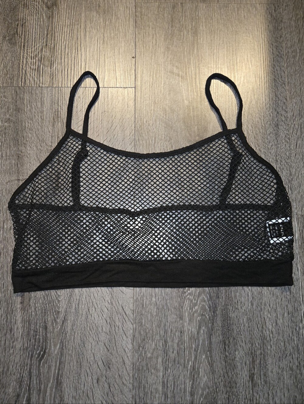 Black Fishnet Bralette with Thin Straps
